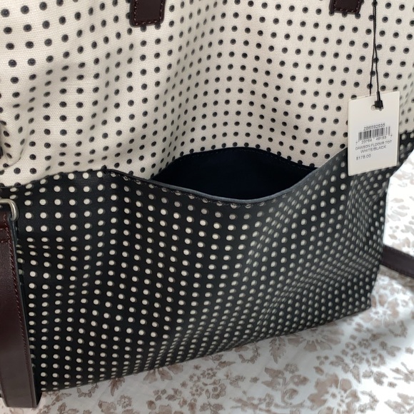 Fossil Dawson Fldovr tote black and white polka dots NWT - Picture 9 of 10